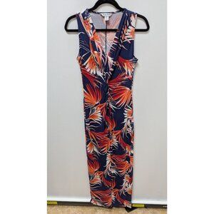 Tommy Bahama Navy/Orange Palm Floral Maxi Dress